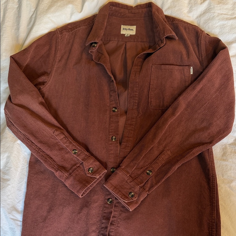 Rhythm Men's Brown/Rust Corduroy Shirt Jacket